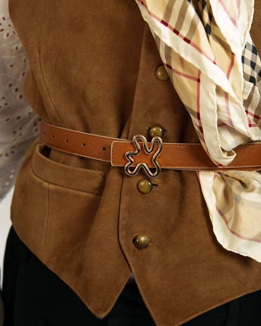 REVERSIBLE BELT STRAP // Light brown & beige - Image 8