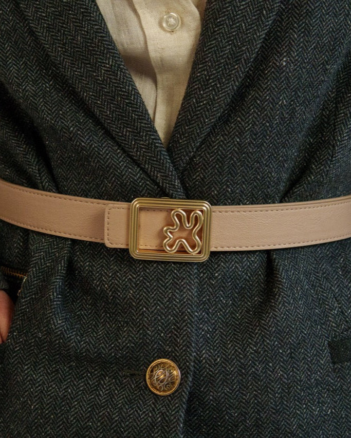 REVERSIBLE BELT STRAP // Light brown & beige - Image 9