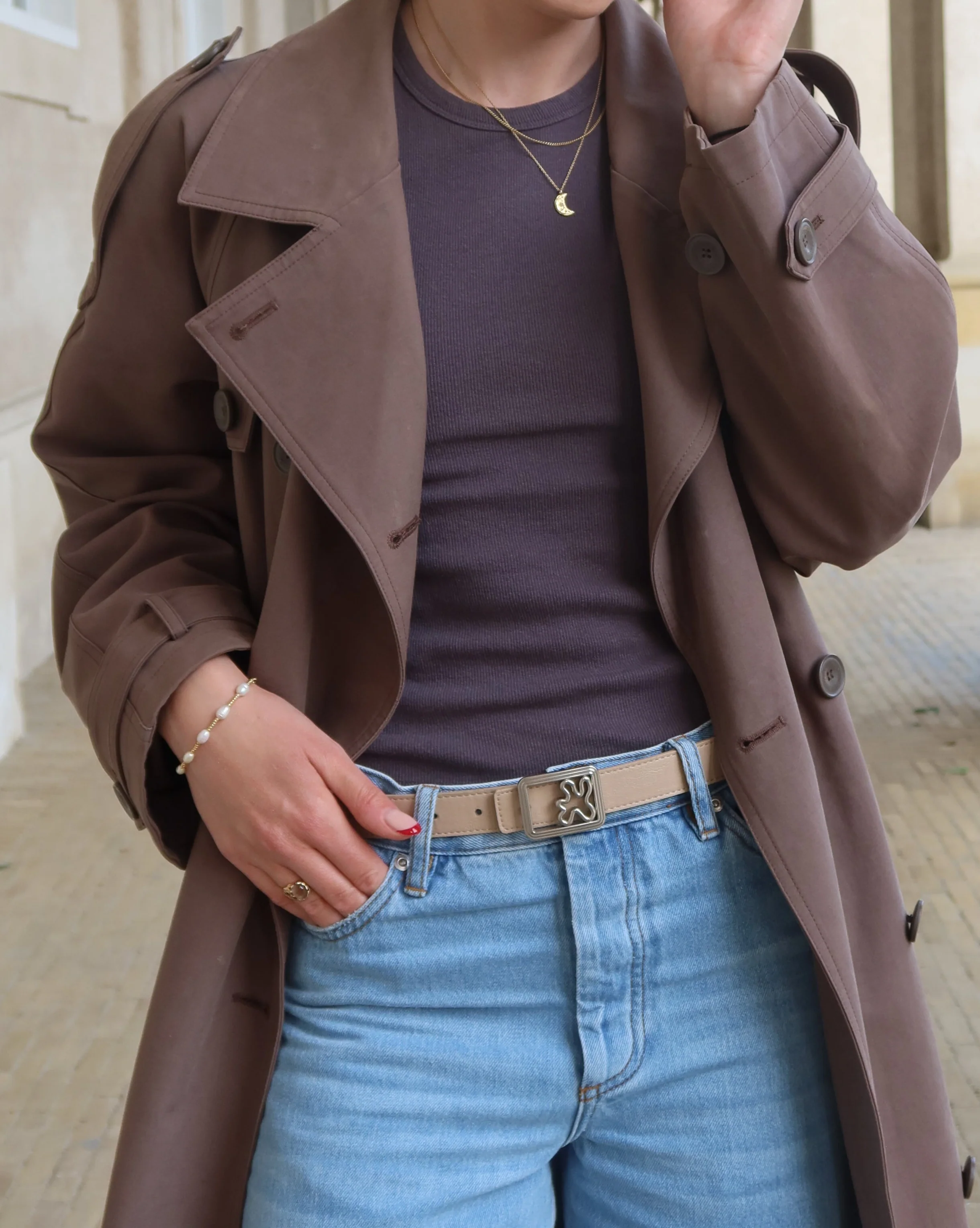 REVERSIBLE BELT STRAP // Light brown & beige - Image 7